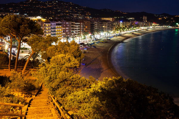 Lloret de Mar Sea Town At Night Picture Board by Artur Bogacki