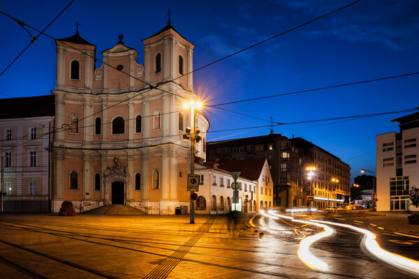 Trinity Church in Bratislava by Night Picture Board by Artur Bogacki