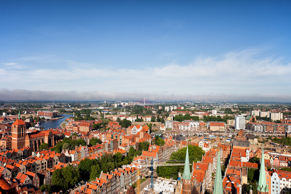 Aerial View Over City Of Gdansk In Poland Picture Board by Artur Bogacki