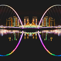 Buy canvas prints of Gateshead Millennium Bridge at night – photo manipulation by David Graham
