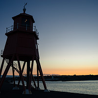 Buy canvas prints of Herd Groyne Lighthouse - South Shields, sunset by David Graham