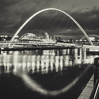 Buy canvas prints of Gateshead Millennium Bridge - At night by David Graham
