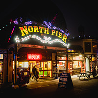 Buy canvas prints of North Pier Blackpool at night by David Graham