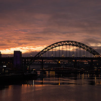 Buy canvas prints of Tyne Bridge at sunset by David Graham