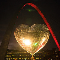 Buy canvas prints of Glitter heart next to Gateshead Millennium Bridge by David Graham