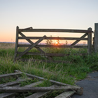 Buy canvas prints of Sunset through a gate by David Graham