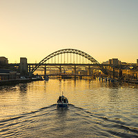 Buy canvas prints of Tyne Bridge at sunset - Boat on water by David Graham