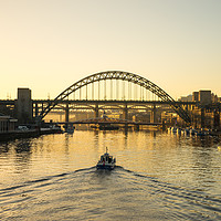 Buy canvas prints of Tyne Bridge at sunset - Boat on water by David Graham