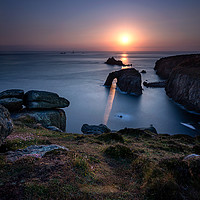 Buy canvas prints of Follow the light. Enys Dodnan, Lands End Cornwall by Daryl Peter Hutchinson