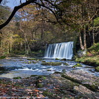 Buy canvas prints of An autumn waterfall by Daryl Peter Hutchinson