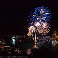 Buy canvas prints of Fireworks in the night sky. Dartmouth Royal Regatt by Daryl Peter Hutchinson