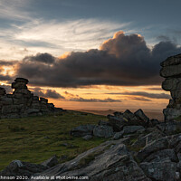 Buy canvas prints of Sunset at Great Staple Tor by Daryl Peter Hutchinson