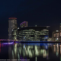 Buy canvas prints of Salford Quays at nightfall by Daryl Peter Hutchinson