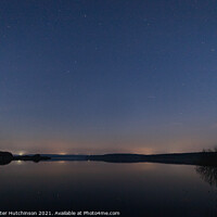 Buy canvas prints of Constellations stars and sky over a calm reservoir by Daryl Peter Hutchinson