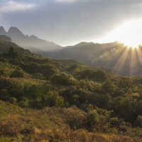 Buy canvas prints of  Drakensberg sunset by Petronella Wiegman