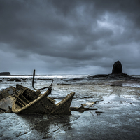 Buy canvas prints of  Saltwick Bay Wreck by Neil Cameron