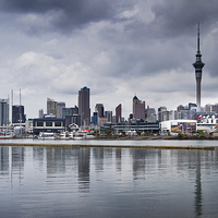 Buy canvas prints of  Aukland Harbour panorama by David Portwain