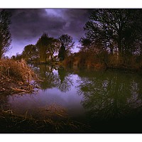 Buy canvas prints of Chelmer canal scene, Essex, UK by David Portwain