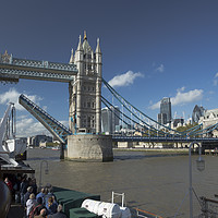 Buy canvas prints of Tower bridge open by David Portwain