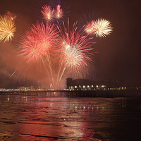 Buy canvas prints of  Fireworks over Weston Super Mare by Graham Bloomfield