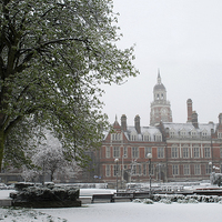 Buy canvas prints of  Croydon, Jubilee Gardens in the snow. by Peter Schneiter
