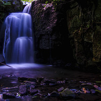 Buy canvas prints of  Lumsdale falls by Rebecca Leveridge