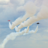 Buy canvas prints of  Red Arrows Display  by Rebecca Leveridge