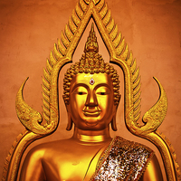 Buy canvas prints of Buddha from Bangkok, Thailand in golden tones by Julian Bound