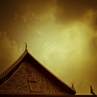 Buy canvas prints of  Thai Buddhist temple, Bangkok, Thailand by Julian Bound