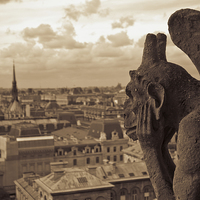 Buy canvas prints of  A Gargoyle of Notre Dame, Paris by Julian Bound
