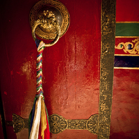 Buy canvas prints of Tashilompu Monastery Door, Shigaste, Tibet  by Julian Bound