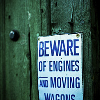 Buy canvas prints of  Train warning sign by Julian Bound