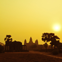 Buy canvas prints of Sunrise over Angkor Wat, Siem Reap, Cambodia by Julian Bound
