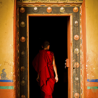 Buy canvas prints of   Novice Buddhist monk, Paro, Bhutan by Julian Bound