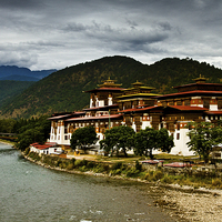 Buy canvas prints of   Punakha Fortress Monastery, Bhutan by Julian Bound