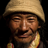 Buy canvas prints of  Tibet man, Lhasa, Tibet by Julian Bound