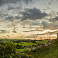 Buy canvas prints of  Panoramic looking over Corfe Castle by Glenn Cresser
