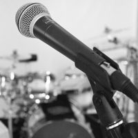 Buy canvas prints of Microphone and Drums B&W by Steve Smith