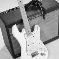 Buy canvas prints of Guitar & Amp B&W by Steve Smith