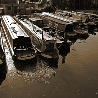 Buy canvas prints of Canal Barges at Rest  by Steve Smith