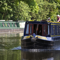 Buy canvas prints of Canal Long Boat  by Steve Smith