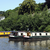 Buy canvas prints of  Narrow Boats On The Llangollen Canal by Harvey Hudson