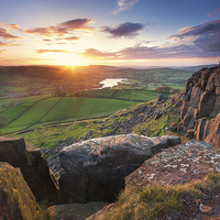 Buy canvas prints of Climbers at Castle Naze enjoying the last sun of t by Phil Sproson