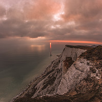 Buy canvas prints of Beachy Head Sunsetting Directly behind the lightho by Daniel Frederick