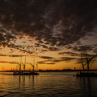 Buy canvas prints of  Thames Barges and Gravesend Sunset by Wayne Howes
