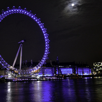 Buy canvas prints of The London Eye at Night by Debbie Cox