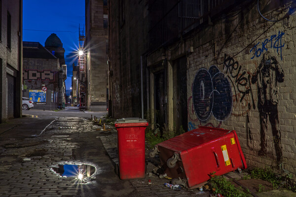 Glasgow Alleyways & Bins Picture Board by Rich Fotografi 