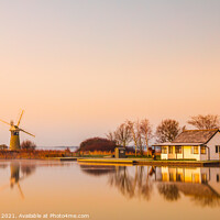 Buy canvas prints of Golden dawn at Thurne with St. Benets Mill. by Bill Allsopp