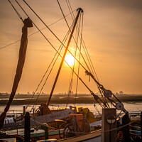 Buy canvas prints of Barge sunrise. by Bill Allsopp