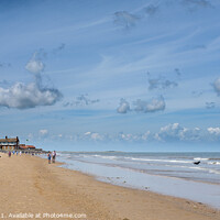 Buy canvas prints of Brancaster beach and the clubhouse. by Bill Allsopp